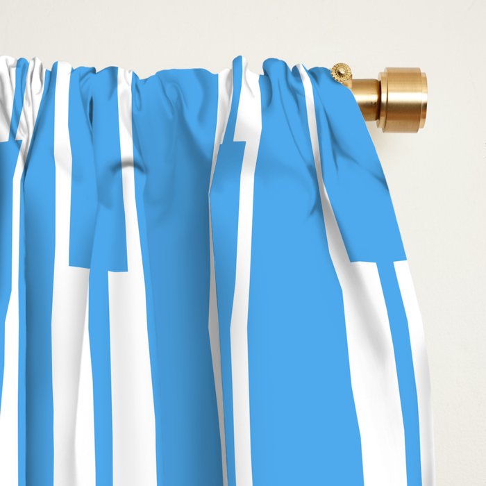 Geometric Striped Geo Chain Vertical Pattern Modern Blue and White Window Curtain Gallery Image 2
