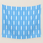 Geometric Striped Geo Chain Vertical Pattern Modern Blue and White Wall Tapestry Gallery Image 4