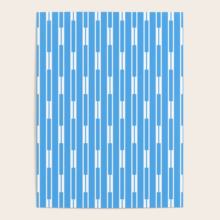 Geometric Striped Geo Chain Vertical Pattern Modern Blue and White Poster Gallery Image 1