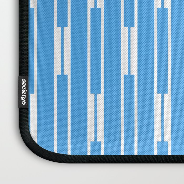 Geometric Striped Geo Chain Vertical Pattern Modern Blue and White Laptop Sleeve Gallery Image 3