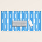 Geometric Striped Geo Chain Vertical Pattern Modern Blue and White Desk Mat Gallery Image 1