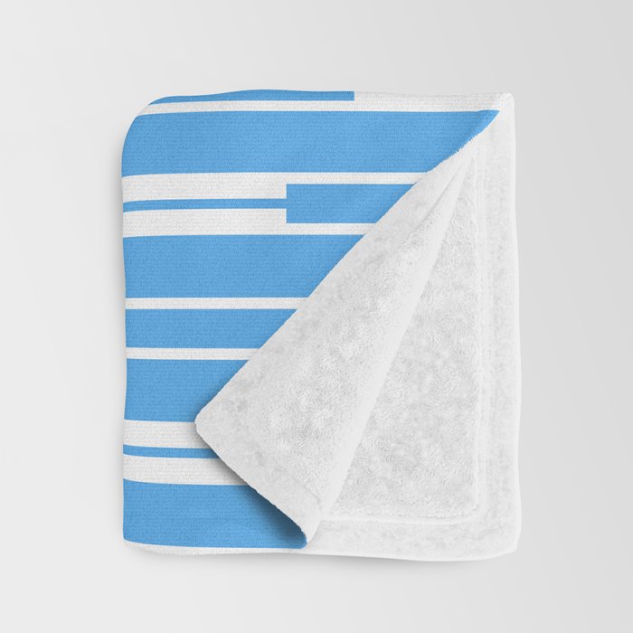 Geometric Striped Geo Chain Vertical Pattern Modern Blue and White Throw Blanket Gallery Image 3