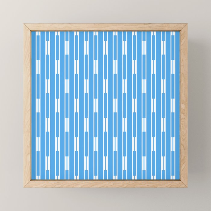 Geometric Striped Geo Chain Vertical Pattern Modern Blue and White Mini Art Print Gallery Image 1