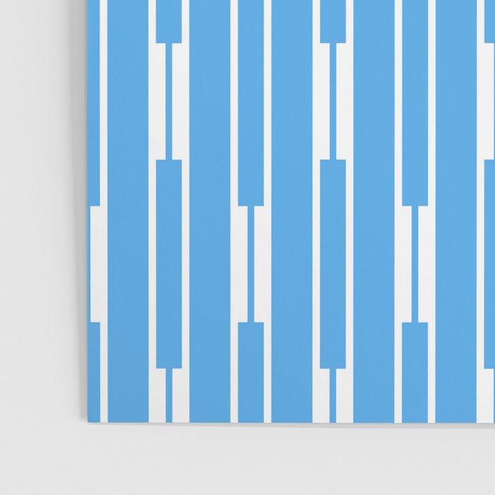 Geometric Striped Geo Chain Vertical Pattern Modern Blue and White Poster Gallery Image 3