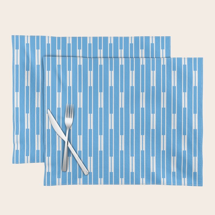 Geometric Striped Geo Chain Vertical Pattern Modern Blue and White Placemat Gallery Image 1