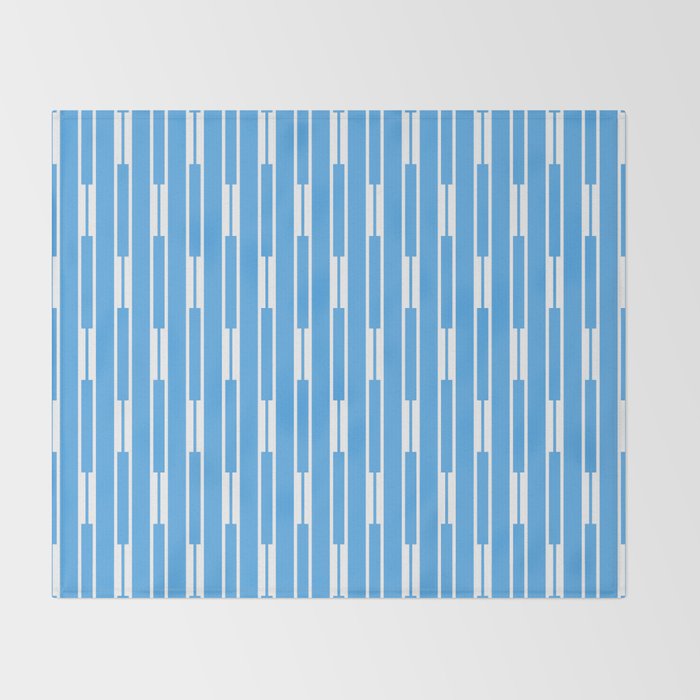 Geometric Striped Geo Chain Vertical Pattern Modern Blue and White Throw Blanket Gallery Image 2