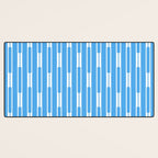 Geometric Striped Geo Chain Vertical Pattern Modern Blue and White Desk Mat Gallery Image 3