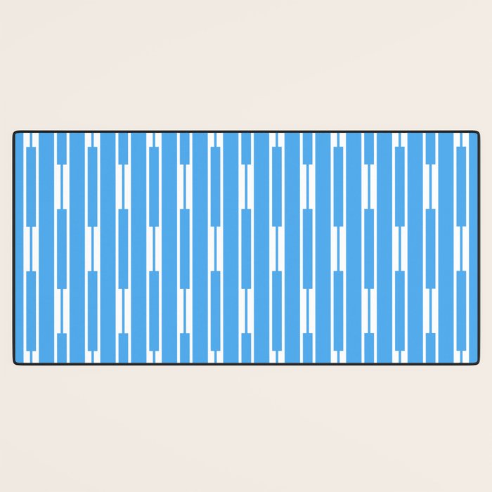 Geometric Striped Geo Chain Vertical Pattern Modern Blue and White Desk Mat Gallery Image 3
