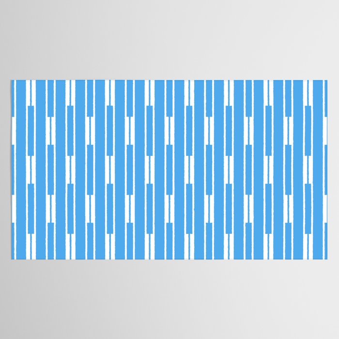 Geometric Striped Geo Chain Vertical Pattern Modern Blue and White Tablecloth Gallery Image 2