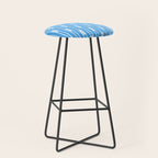 Geometric Striped Geo Chain Vertical Pattern Modern Blue and White Stool Gallery Image 1