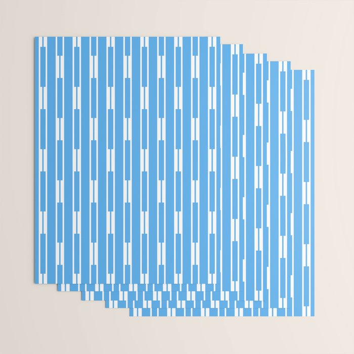 Geometric Striped Geo Chain Vertical Pattern Modern Blue and White Wrapping Paper Gallery Image 3