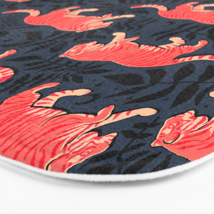 Tigers - coral and midnight  Bath Mat Gallery Image 3