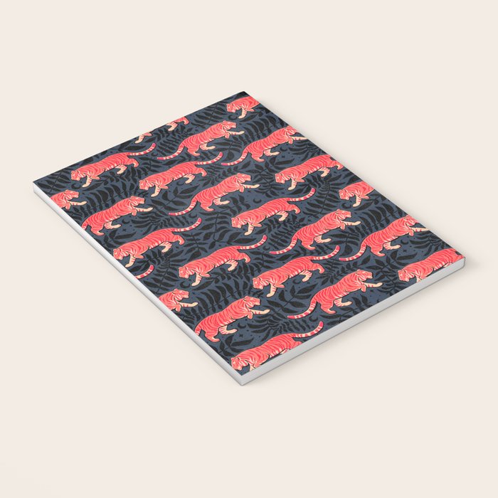 Tigers - coral and midnight  Notebook Gallery Image 3