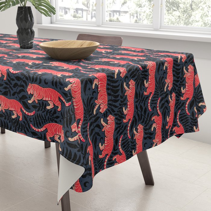 Tigers - coral and midnight  Tablecloth Gallery Image 3