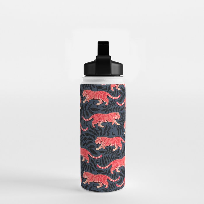 Tigers - coral and midnight  Water Bottle Gallery Image 2