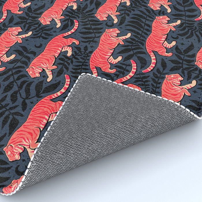 Tigers - coral and midnight  Rug Gallery Image 4