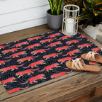 Tigers - coral and midnight  Outdoor Rug Gallery Image 2