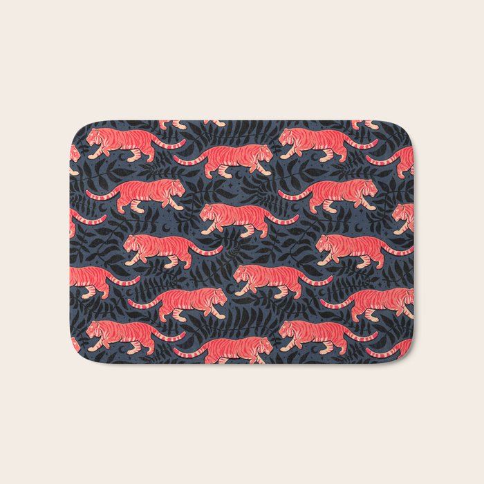 Tigers - coral and midnight  Bath Mat Gallery Image 1