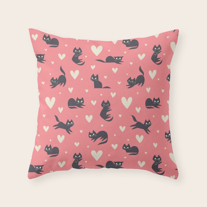 Smitten Kittens Throw Pillow Gallery Image 1