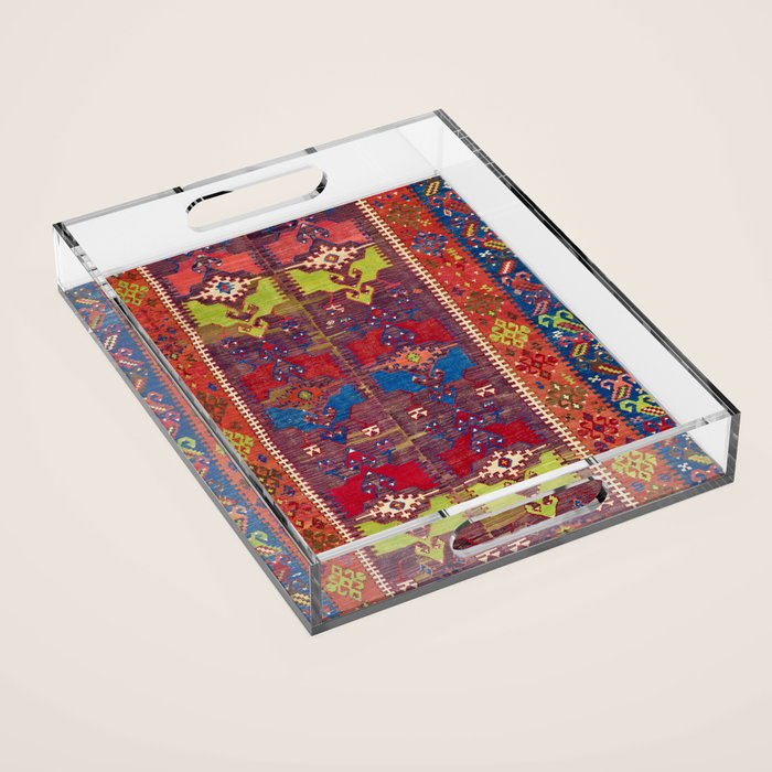 Yesilova Nigde Province Central Anatolian Kilim Print Acrylic Tray Gallery Image 1