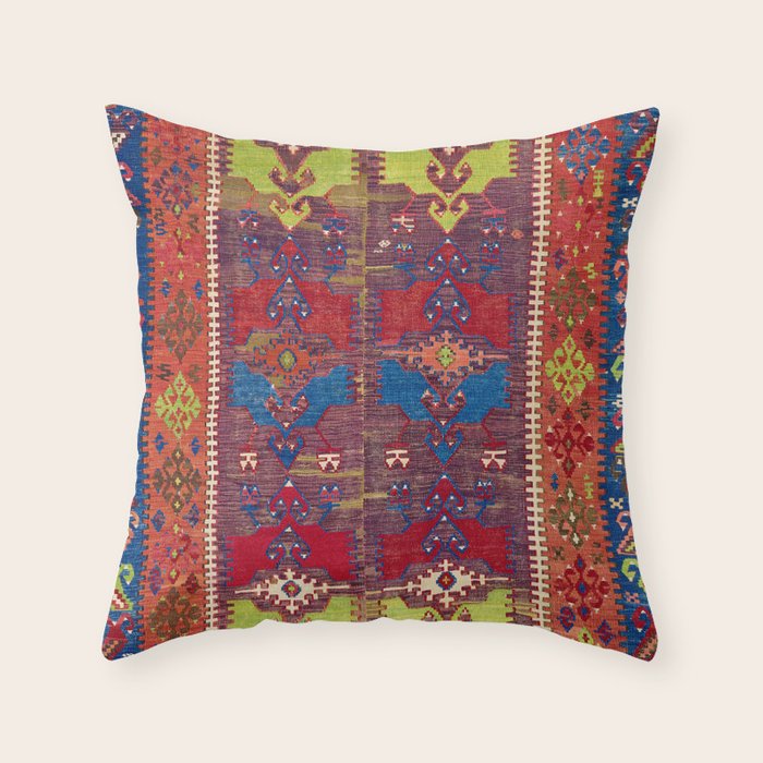Yesilova Nigde Province Central Anatolian Kilim Print Throw Pillow Gallery Image 1