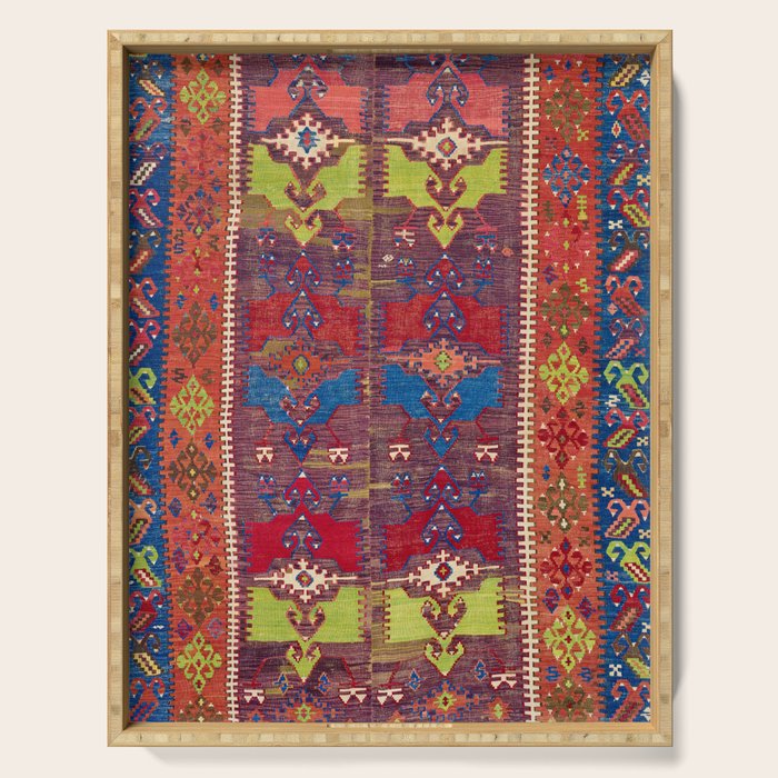 Yesilova Nigde Province Central Anatolian Kilim Print Serving Tray Gallery Image 1