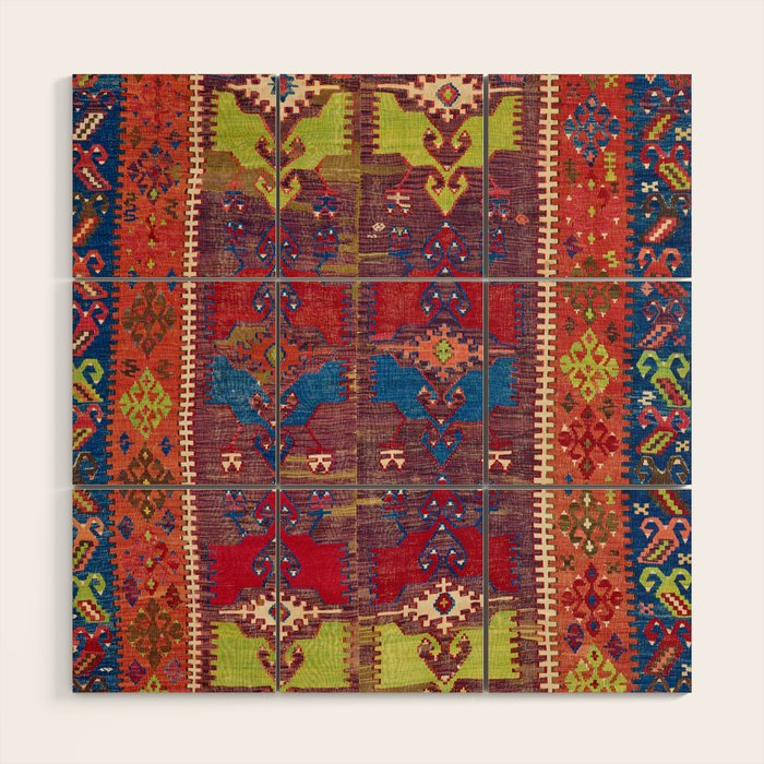 Yesilova Nigde Province Central Anatolian Kilim Print Wood Wall Art Gallery Image 1