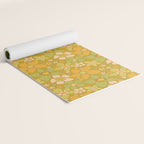 70s groovy retro floral pattern orange brown green handdrawn by surfy birdy  Yoga Mat Gallery Image 2