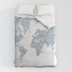Steel watercolor detailed world map Raul Duvet Cover Gallery Image 6
