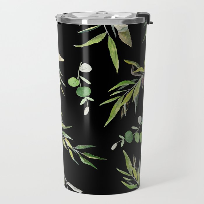 Eucalyptus and Olive Pattern  Travel Mug Gallery Image 2