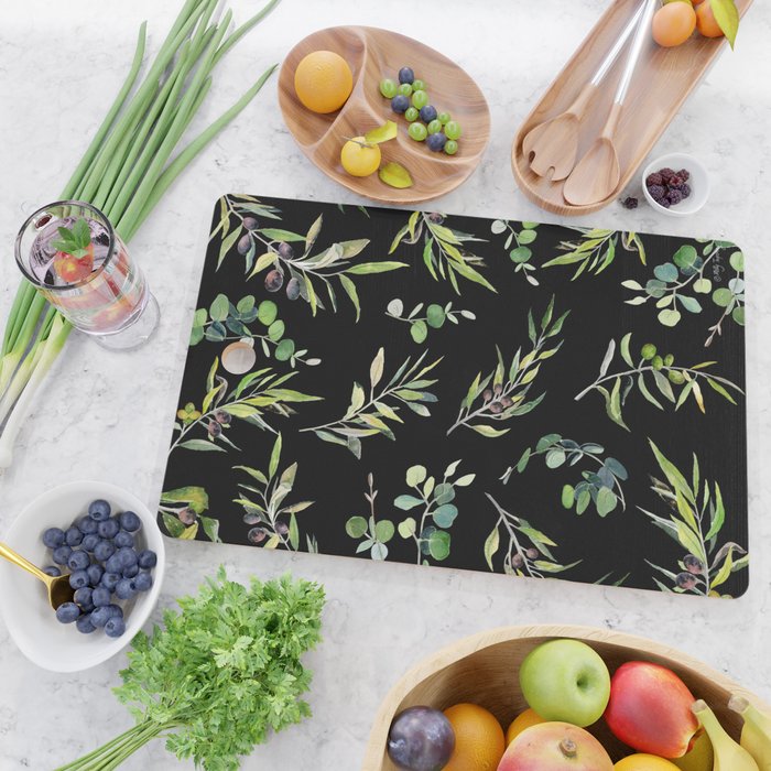 Eucalyptus and Olive Pattern  Cutting Board Gallery Image 2