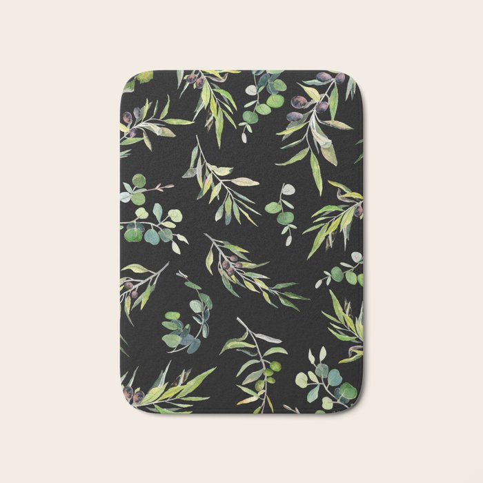 Eucalyptus and Olive Pattern  Bath Mat Gallery Image 1