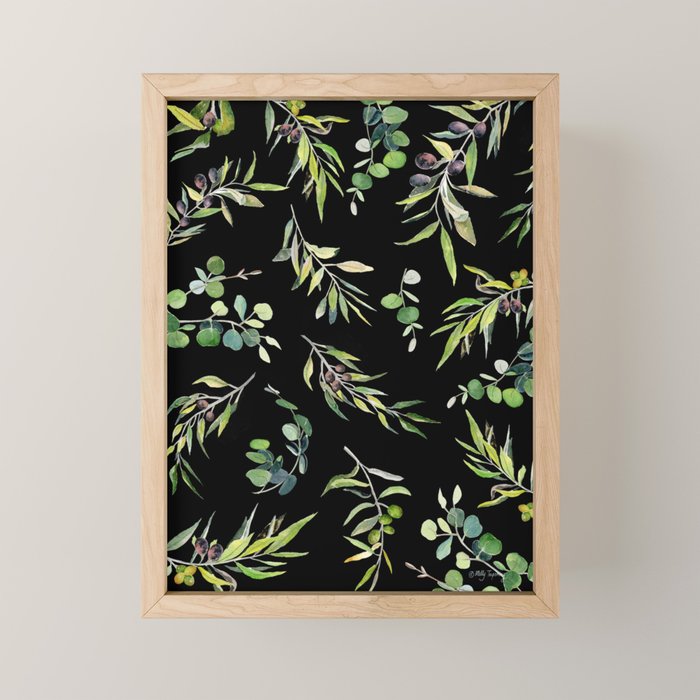 Eucalyptus and Olive Pattern  Mini Art Print Gallery Image 1