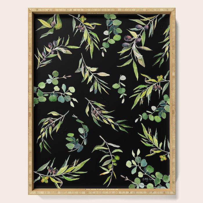 Eucalyptus and Olive Pattern  Serving Tray Gallery Image 1