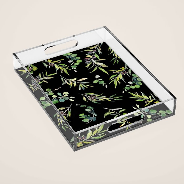 Eucalyptus and Olive Pattern  Acrylic Tray Gallery Image 1