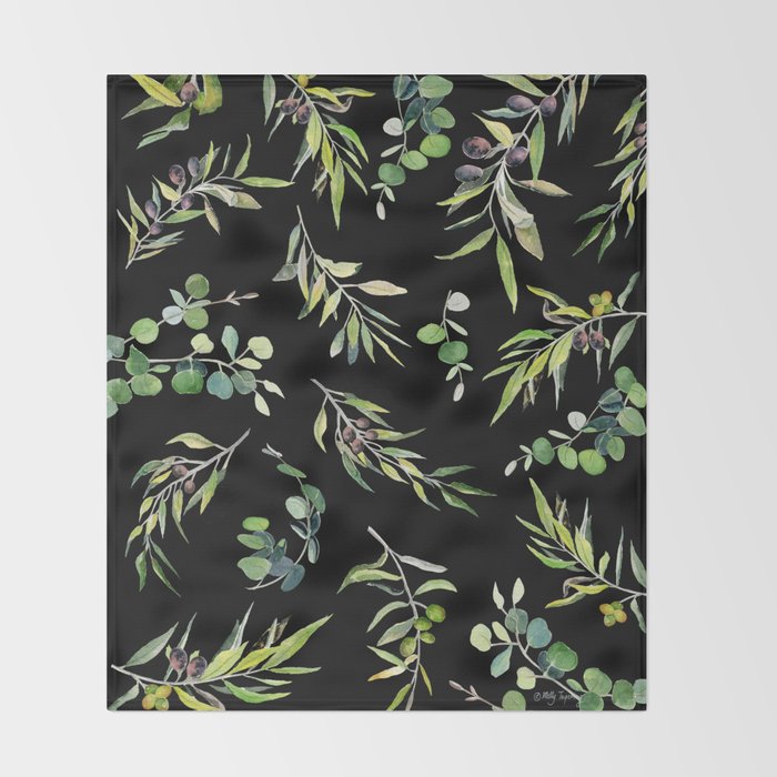 Eucalyptus and Olive Pattern  Throw Blanket Gallery Image 2