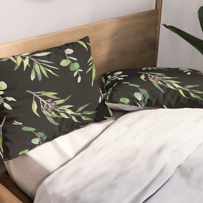 Eucalyptus and Olive Pattern  Pillow Sham Gallery Image 2