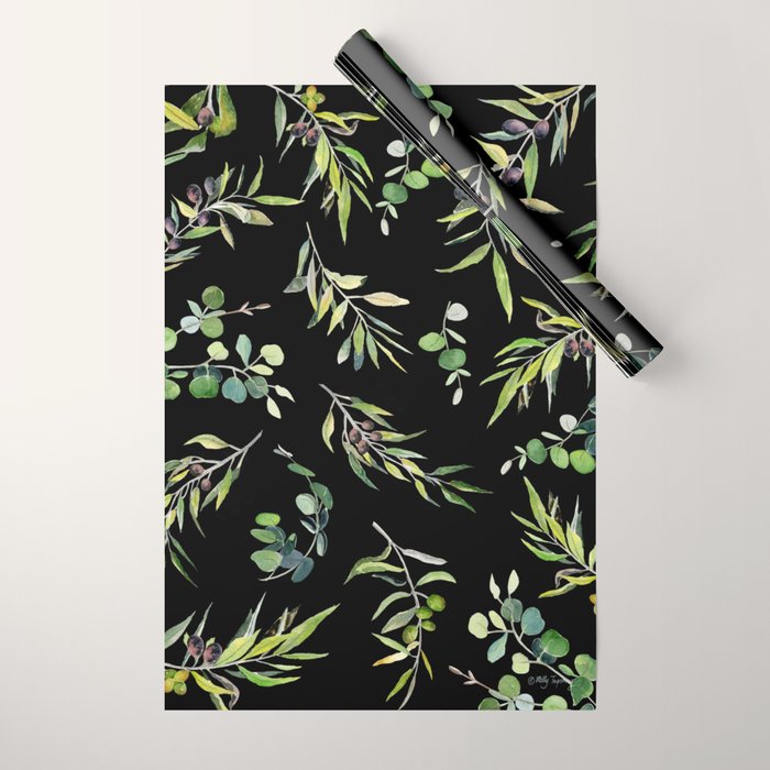 Eucalyptus and Olive Pattern  Wrapping Paper Gallery Image 1