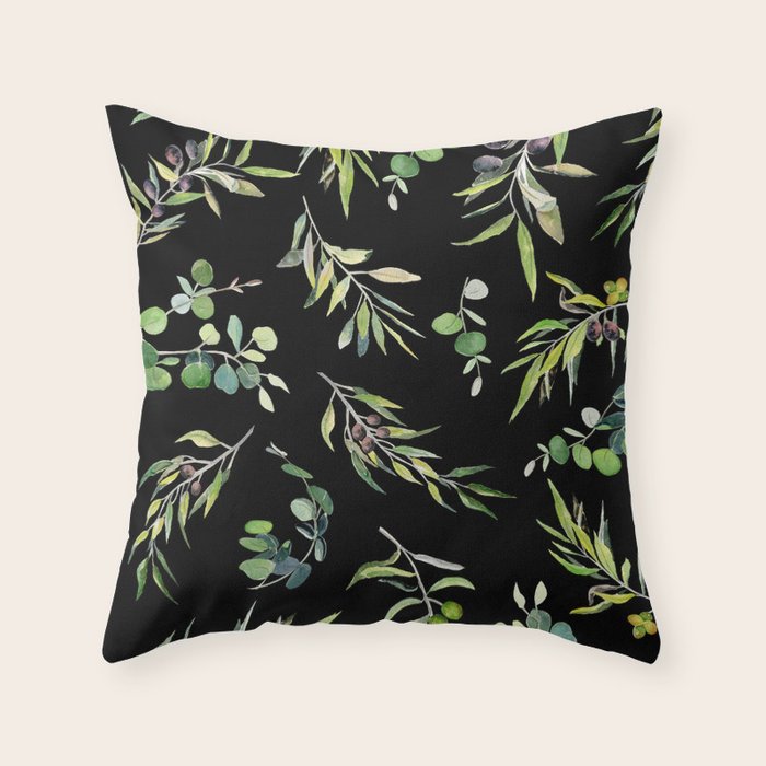 Eucalyptus and Olive Pattern  Throw Pillow Gallery Image 6