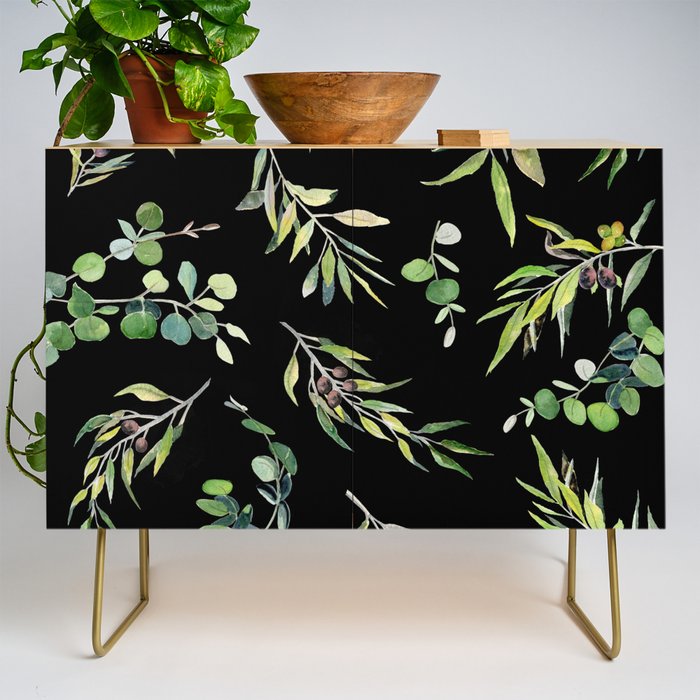 Eucalyptus and Olive Pattern  Credenza Gallery Image 1