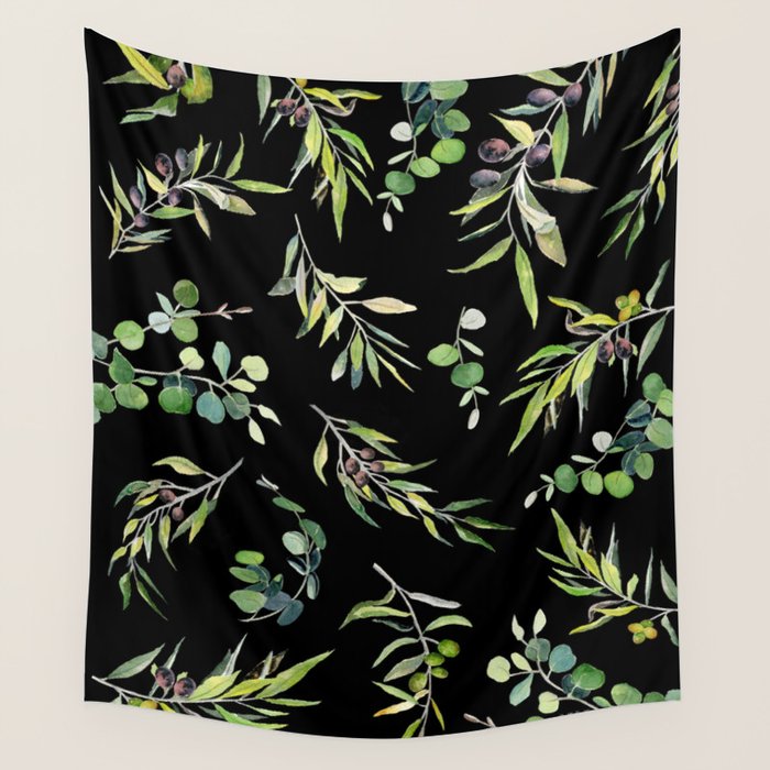Eucalyptus and Olive Pattern  Wall Tapestry Gallery Image 4