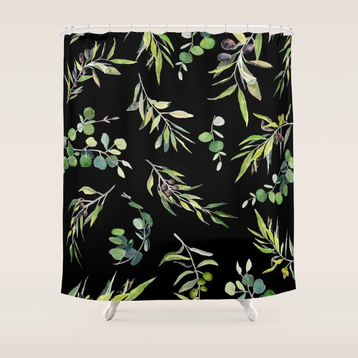 Eucalyptus and Olive Pattern  Shower Curtain Gallery Image 1