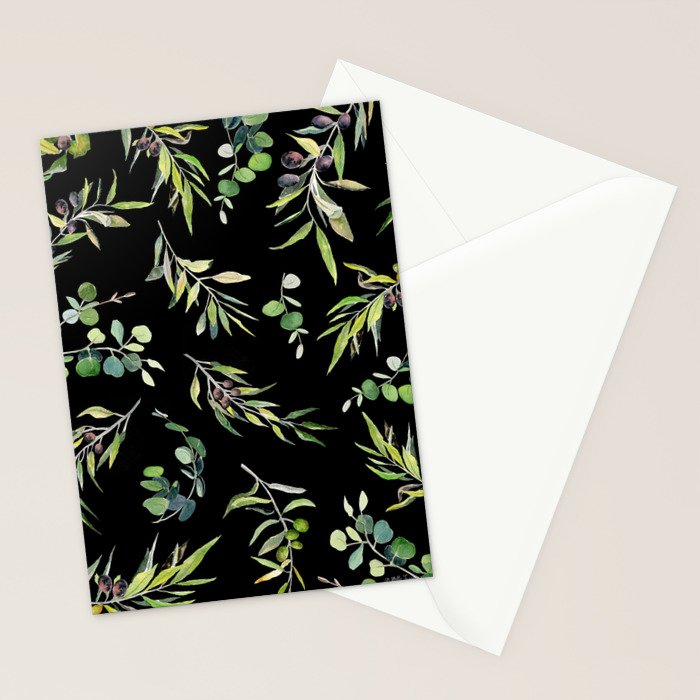 Eucalyptus and Olive Pattern  Stationery Card Gallery Image 2
