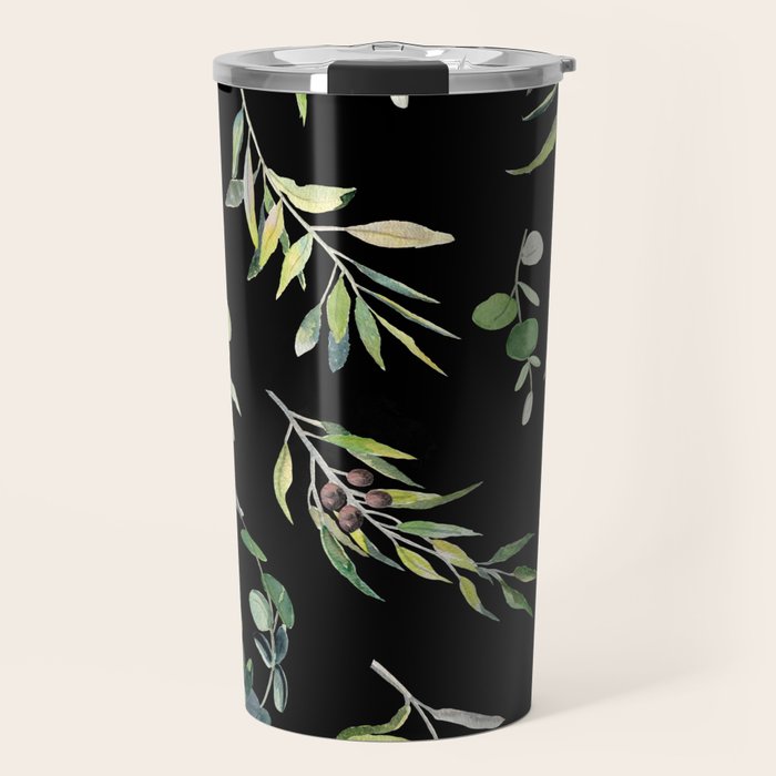 Eucalyptus and Olive Pattern  Travel Mug Gallery Image 1