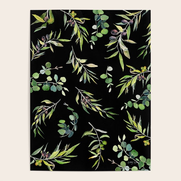 Eucalyptus and Olive Pattern  Poster Gallery Image 1