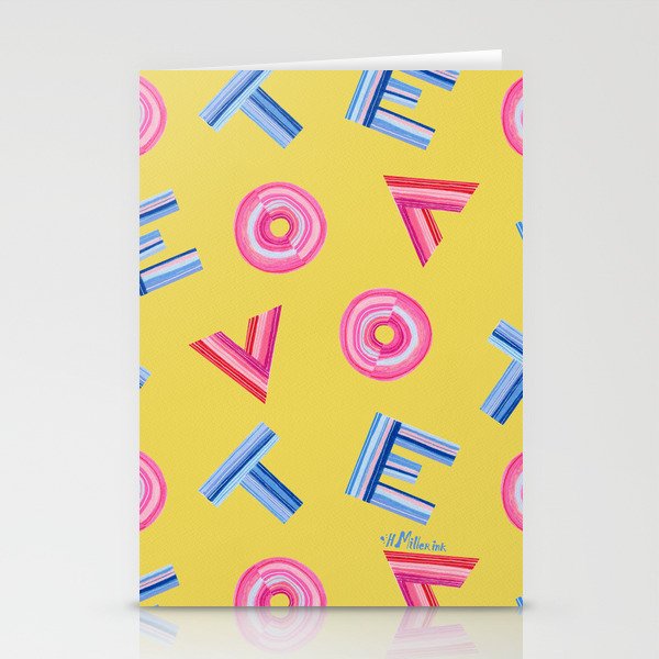 Cast Your Vote | Hand-Lettered Pattern in Yellow Stationery Card Gallery Image 2