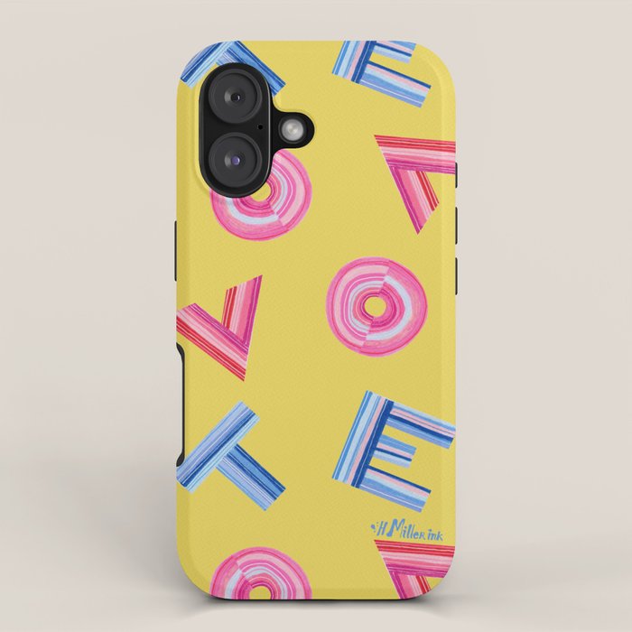 Cast Your Vote | Hand-Lettered Pattern in Yellow iPhone Case Gallery Image 1