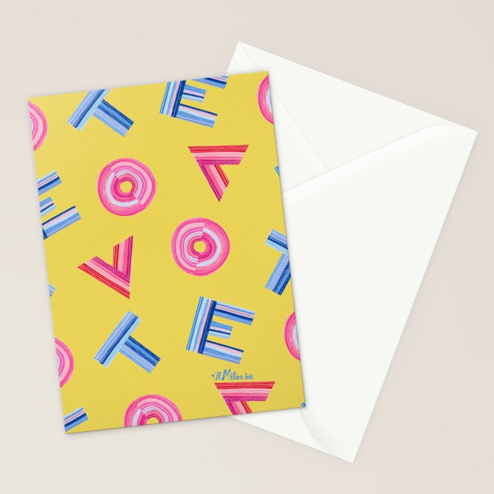 Cast Your Vote | Hand-Lettered Pattern in Yellow Stationery Card Gallery Image 2