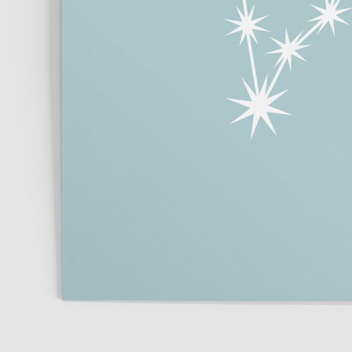 Pisces Zodiac Star Constellation Line Art Pastel Teal Poster Gallery Image 3