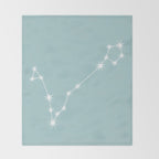 Pisces Zodiac Star Constellation Line Art Pastel Teal Throw Blanket Gallery Image 2